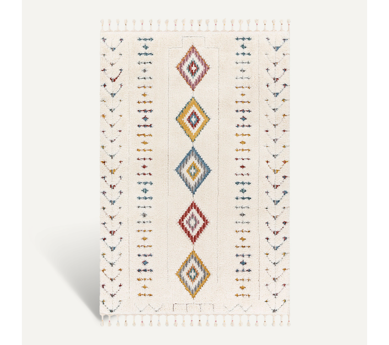 Tapis Shaggy Bohème Multicolore/blanc 160x213 Cm Ino