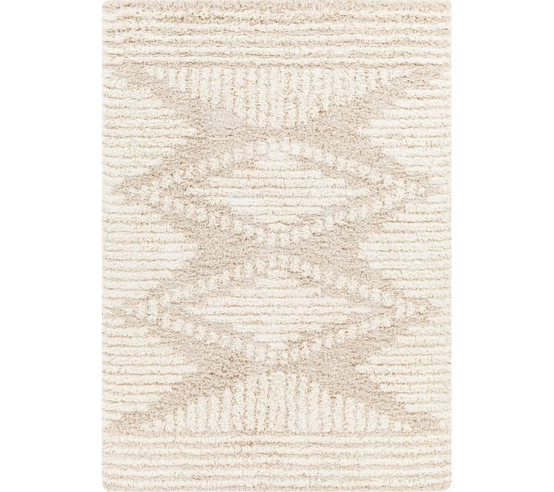 Tapis Shaggy Bohème Blanc/beige 160x220 Cm Nuria