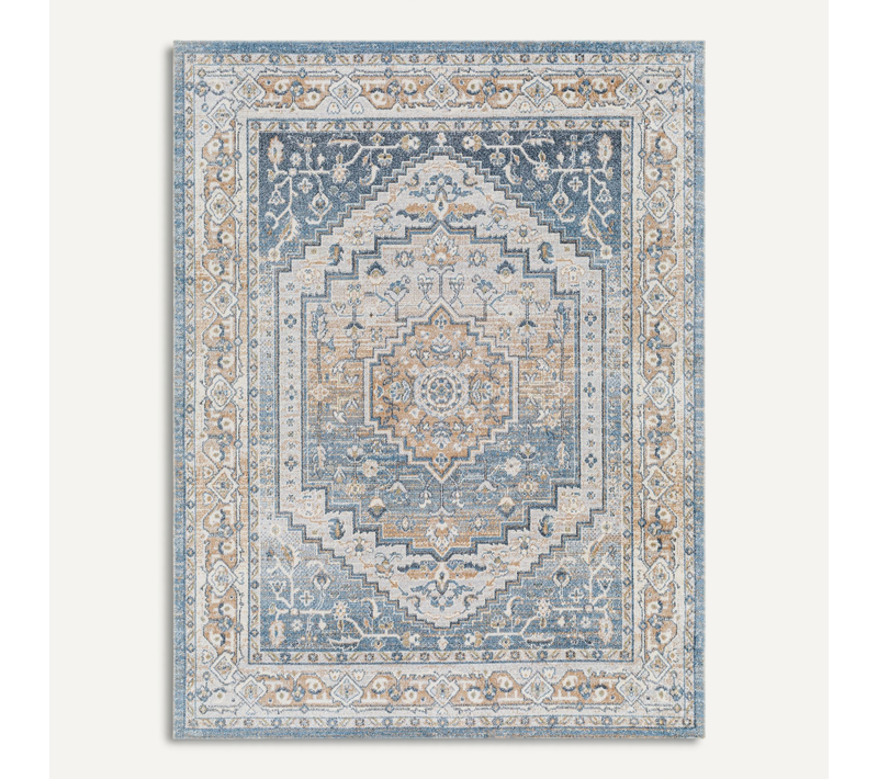 Tapis Vintage Lavable En Machine Bleu/gris 200x275 Cm Jennifer