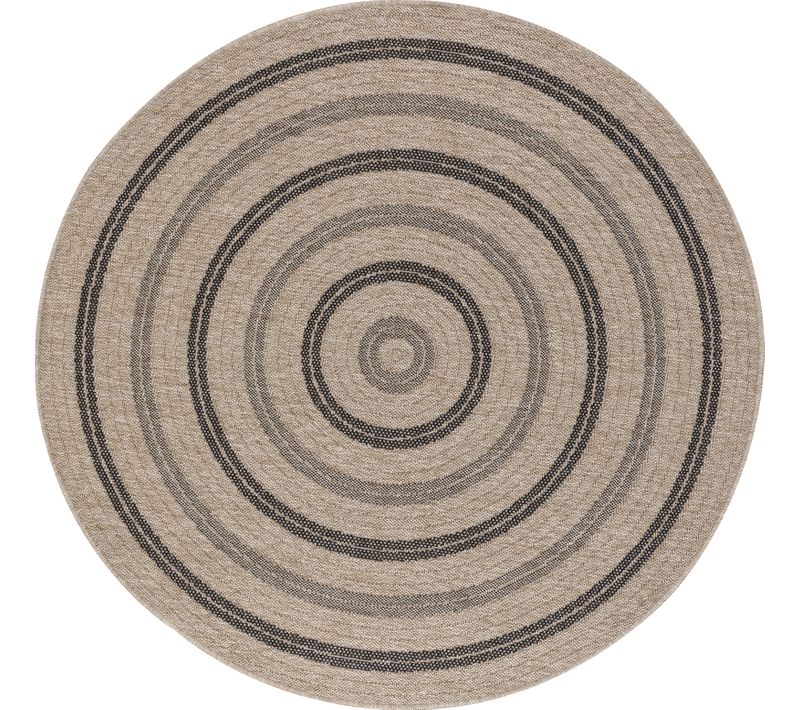 Tapis Rond Extérieur/intérieur Aspect Jute Beige/noir Ø 100 Cm Rhonda
