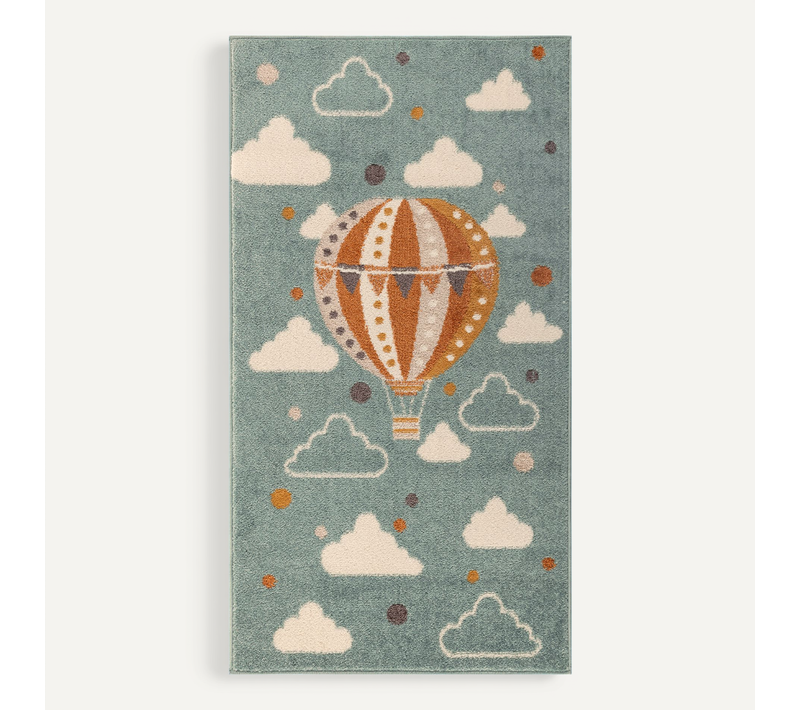 Tapis Enfant Montgolfière Nuages Multicolore/bleu 80x150 Cm Monty