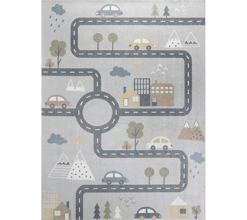Tapis Enfant Lavable En Machine Circuit Voitures Bleu/gris 160x213 Cm Vroomville