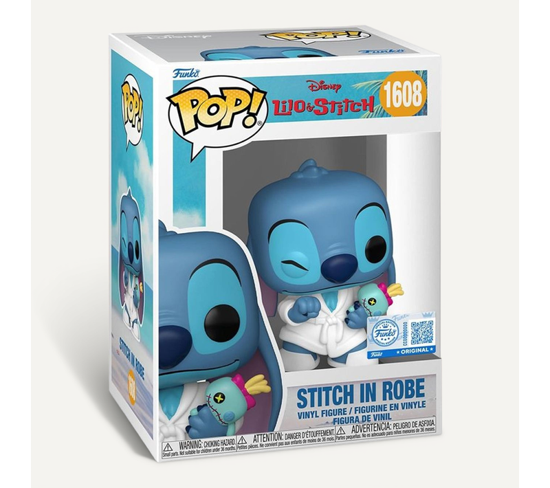 Figurine Vinyle 1608 - Stitch En Peignoir Blanc, Env. 10 Cm