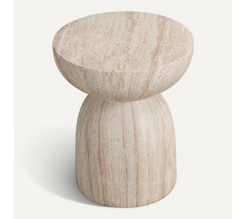 Table D'extérieur Tables D'appoint Jardin 45x45x52,5cm Table Ronde En Mgo Salon Jardin Beige Marron