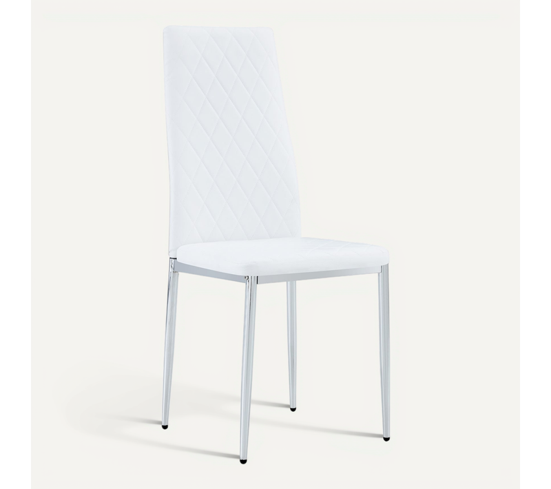 Lot De 4 Chaises De Salle à Manger 38x38x98cm Chaises Cuisine Moderne Pieds Métalliques En Pu Blanc