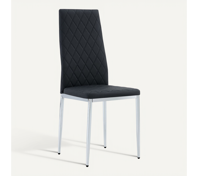 Lot De 4 Chaises De Salle à Manger 38x38x98cm Chaises Cuisine Moderne Pieds Métalliques En Pu Noir