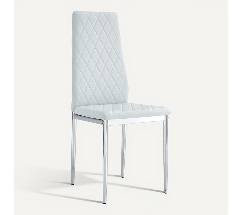 Lot De 4 Chaises De Salle à Manger 38x38x98cm Chaises Cuisine Moderne Pieds Métalliques En Pu Gris
