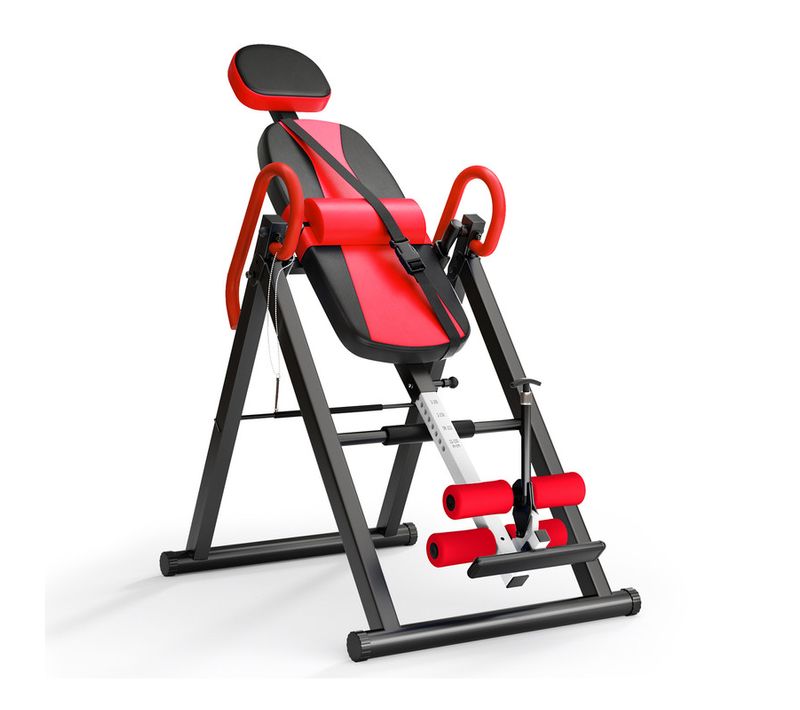 Banc Musculation Inversé Pliable Table D'inversion Musculation Pu Et Métal 112.5x68.5x159cm Rouge