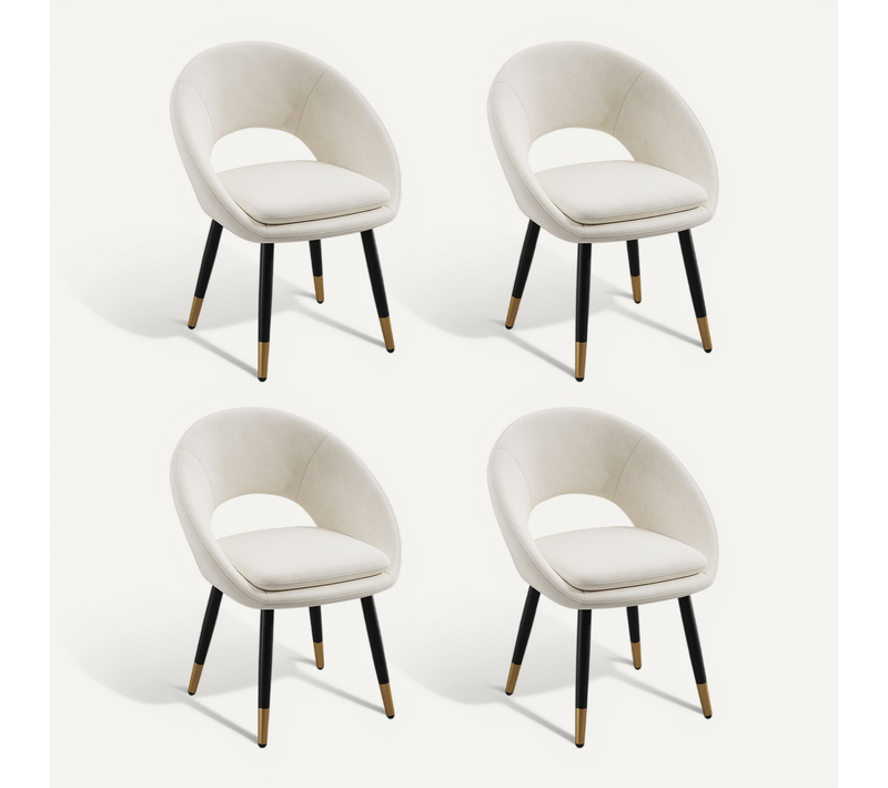 Lot De 4 Chaises Salle à Manger 41x43x77,5cm Chaises Cuisine Confortable Et Rembourré Velours Beige