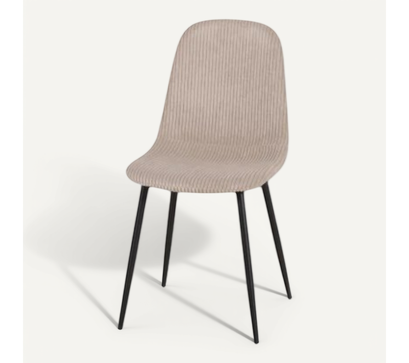 Chaise Velours Côtelé Beige Pieds Métal Noir