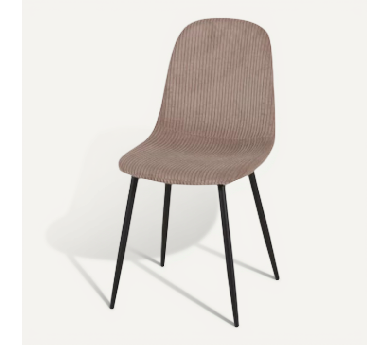 Chaise Velours Côtelé Chocolat Pieds Métal Noir