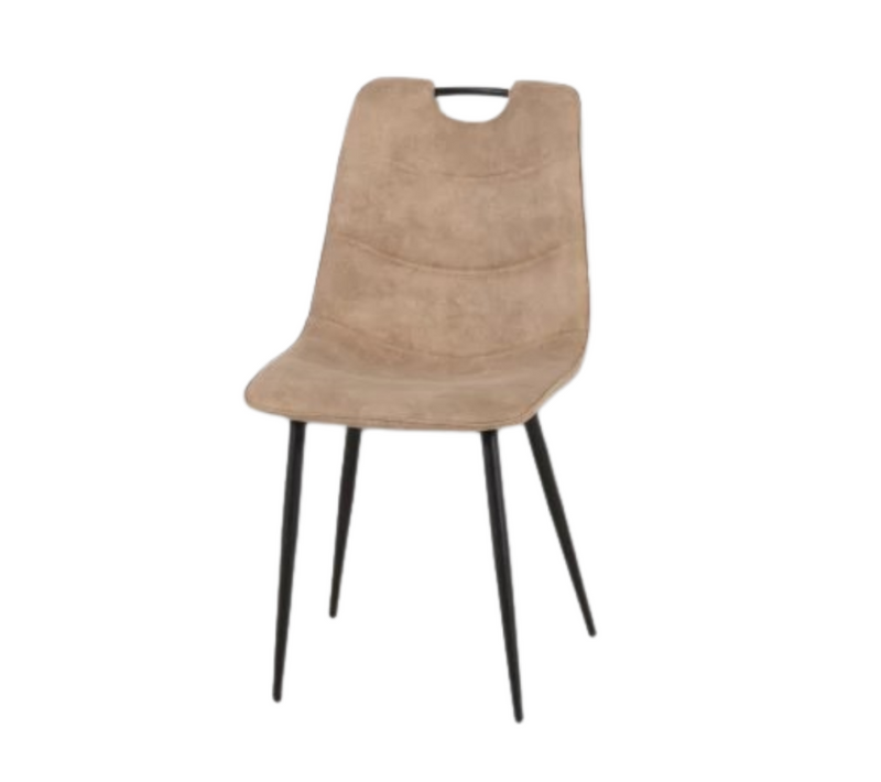 Chaise Simili Taupe Avec Poignée Pieds Métal Noir