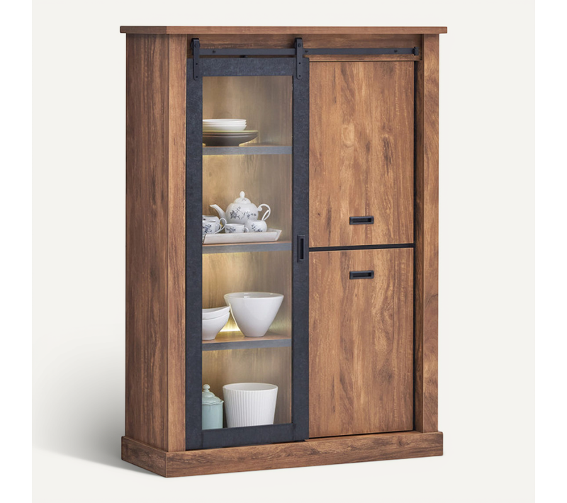 Vitrine 1 Porte Vitrée Coulissante LED Elo