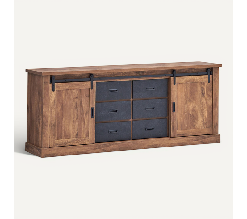 Buffet 2 Portes Coulissantes 6 Tiroirs Elo