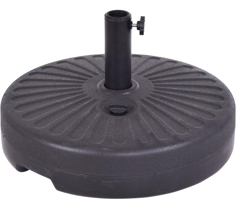 Base/pied De Parasol Base De Parasol Support Pour Parasol Plastic Injection D'eau 23l Rond Noir