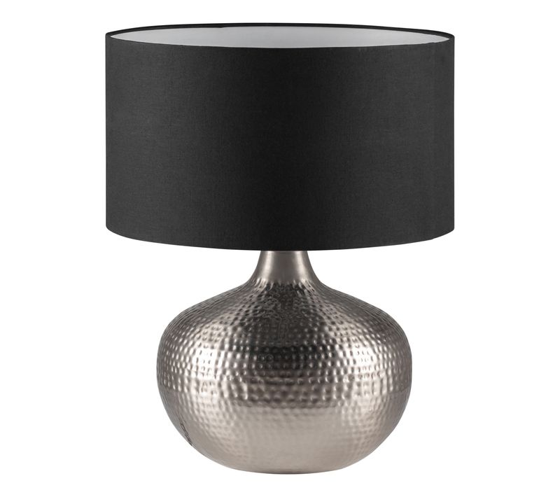 Lampe martelée H. 50 cm KOLKATA Chromé & noir