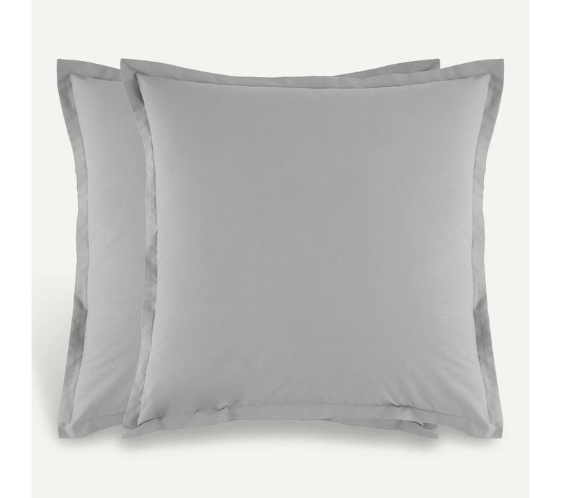 2 taies d'oreillers 63x63 cm DREAMEA CAMILLE gris