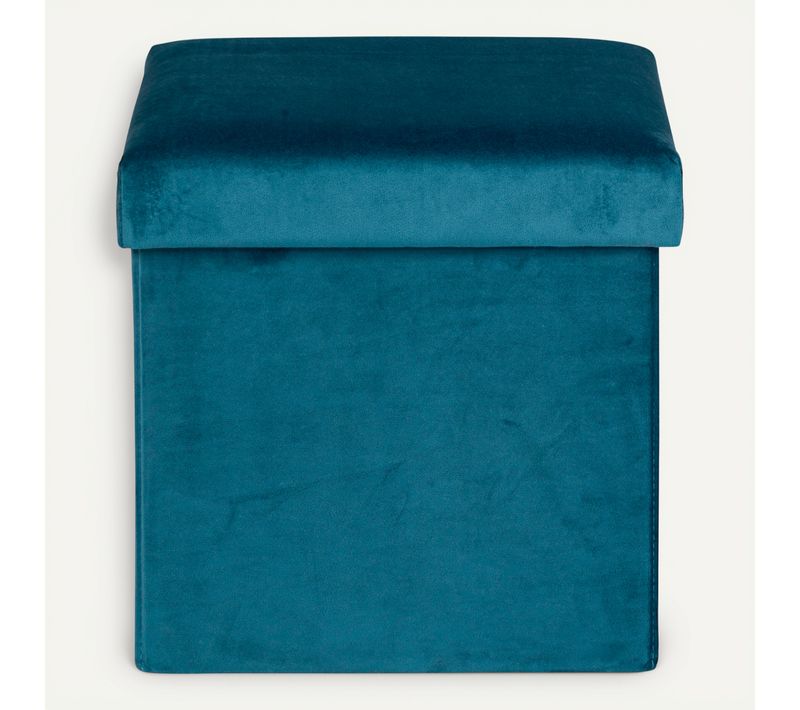 Pouf pliable H. 35 cm VELVET Bleu