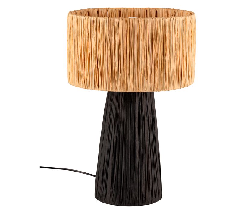 Lampe à poser raphia H.42,5 cm UMI Noire et naturelle