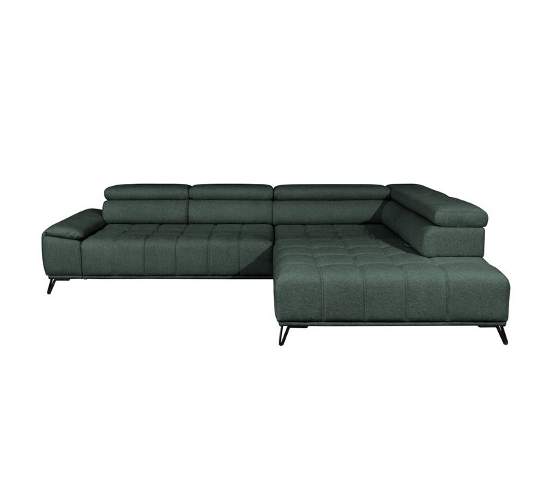 Canapé d'angle droit relax PALLADIO tissu Polaris vert kaki