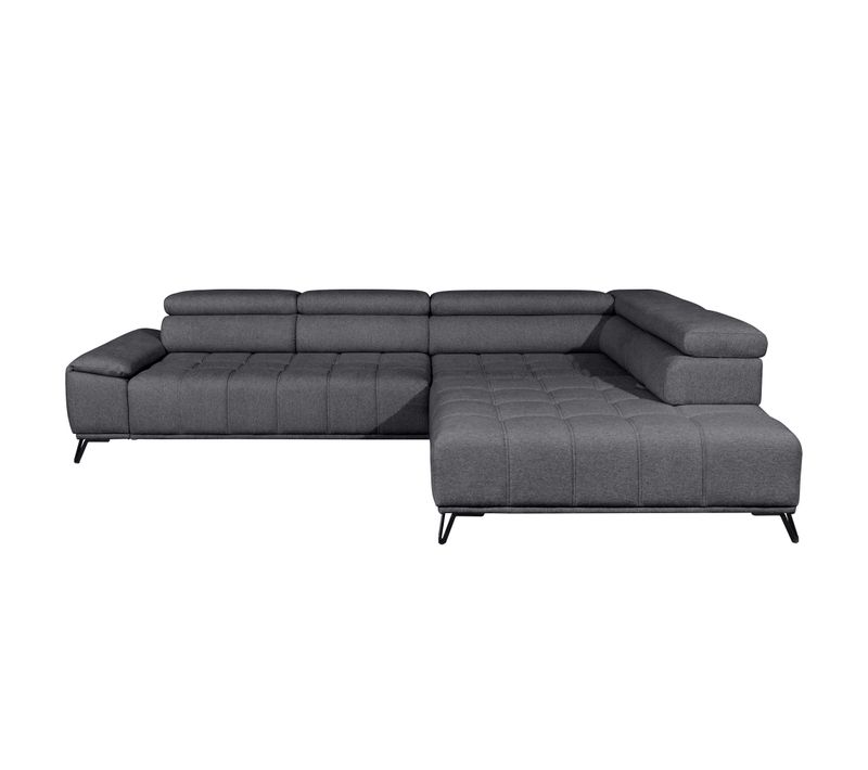 Canapé d'angle droit relax PALLADIO tissu Polaris gris foncé