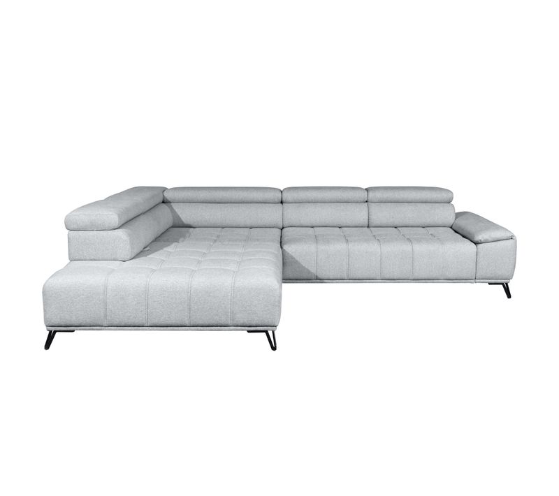 Canapé d'angle gauche relax PALLADIO tissu Polaris gris clair
