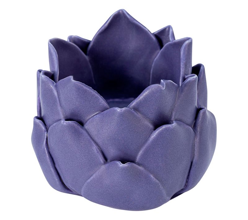 Bougeoir lotus H. 6 cm ULILA Bleu