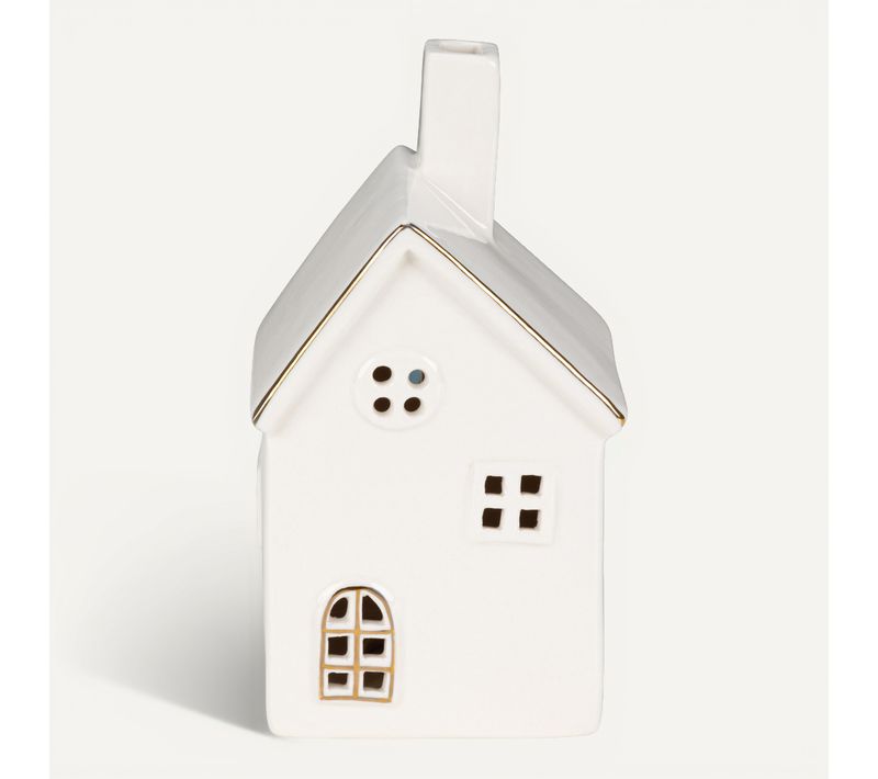 Maison Hiver LED H. 15 cm - Blanche