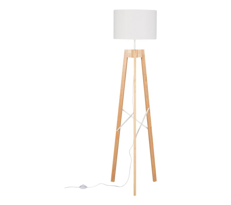 Lampadaire trépied H. 160 cm LENA Blanc et naturel