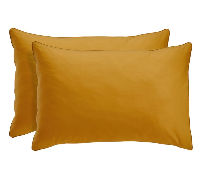 2 taies d'oreiller 50x70 cm DREAMEA PERCALE OCRE