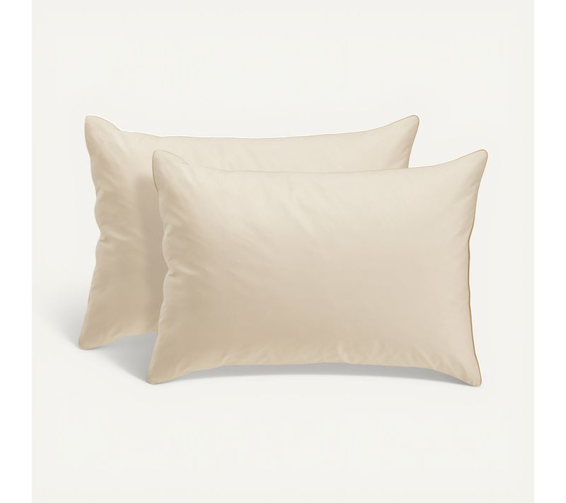 2 taies d'oreiller 50x70cm DREAMEA PERCALE BEIGE