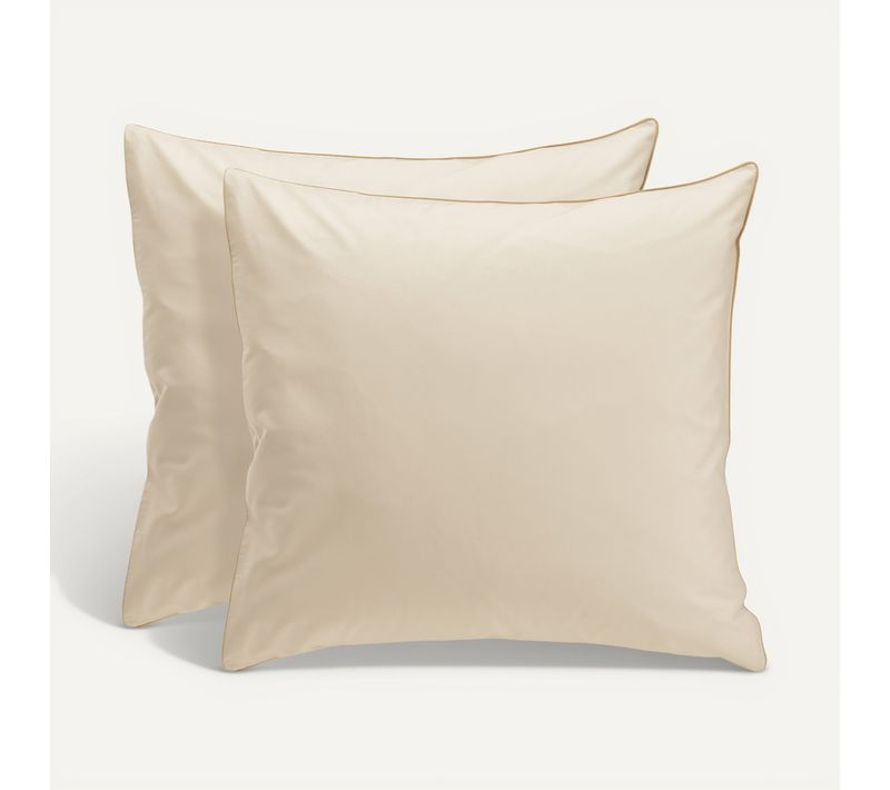 2 taies d'oreiller 65x65 cm DREAMEA PERCALE BEIGE