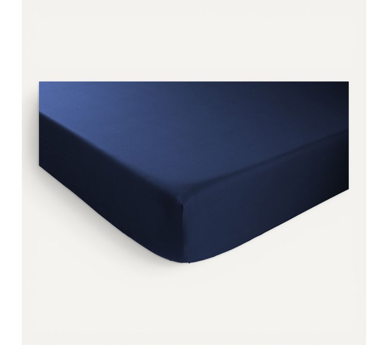 Drap housse 140x190 cm DREAMEA PERCALE BLEU