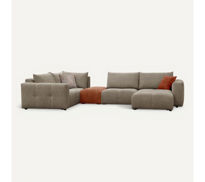 Canapé d'angle U gauche AURORE coloris beige foncé