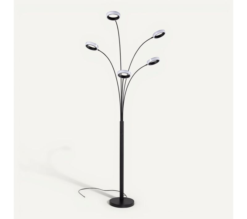 Lampadaire Led 5 têtes H.189cm LYRA Noir