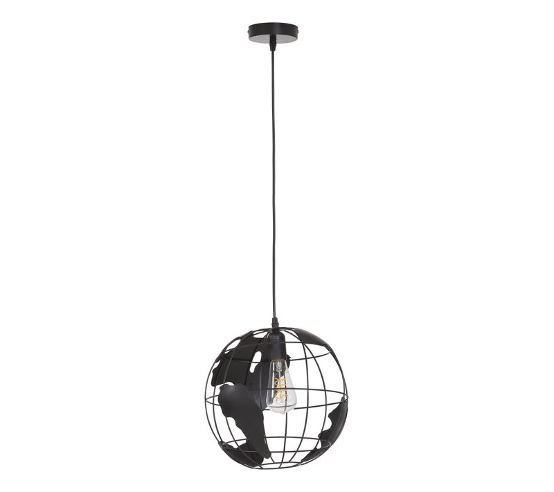 Suspension en métal D. 30 cm MAPPEMONDE 2 Noire