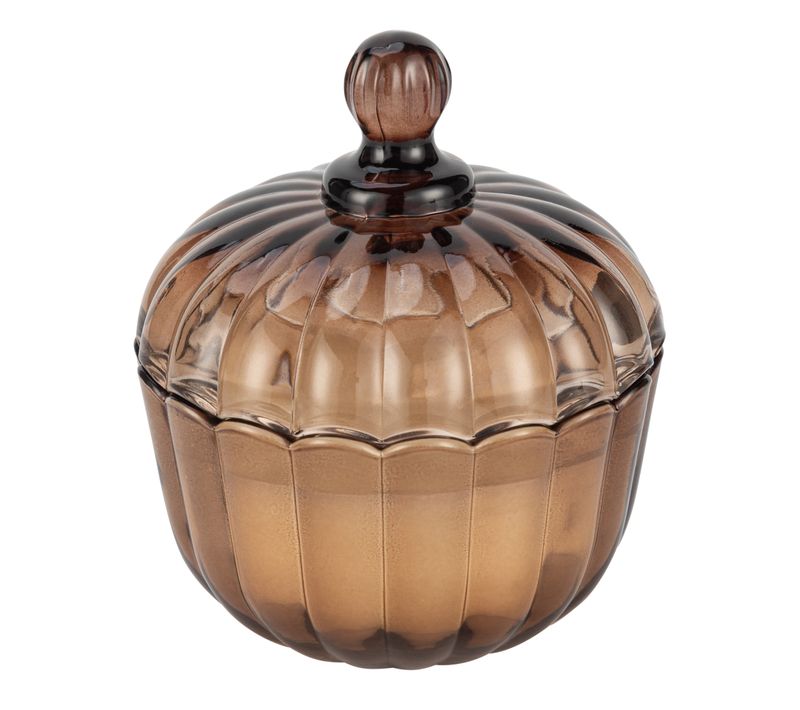 Bougie et couvercle H. 10,5 cm VETINA Marron