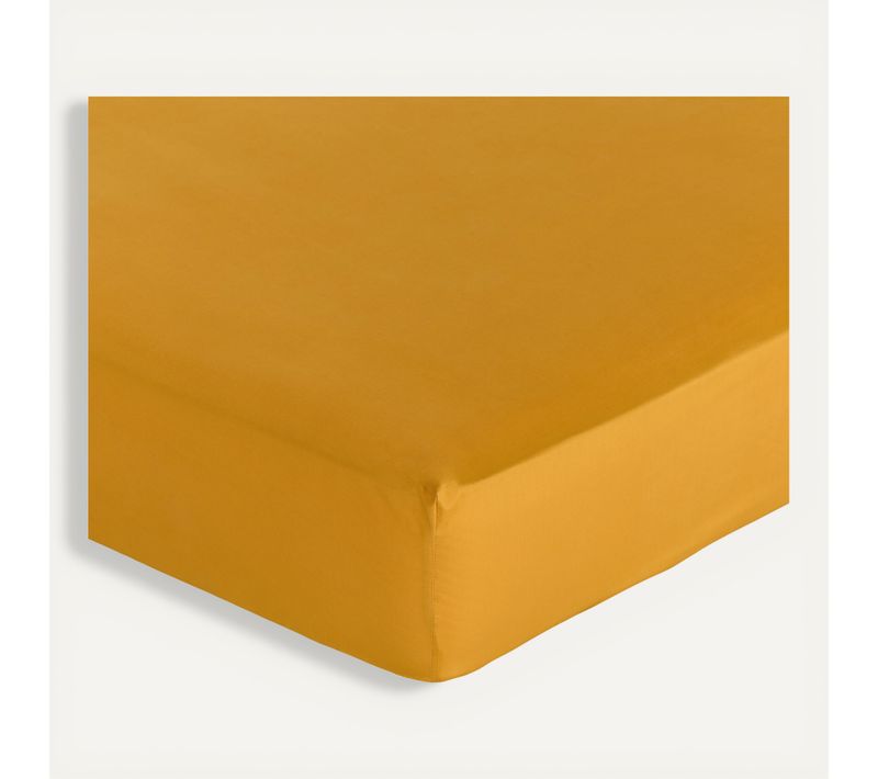 Drap housse 180x200 cm DREAMEA PERCALE OCRE