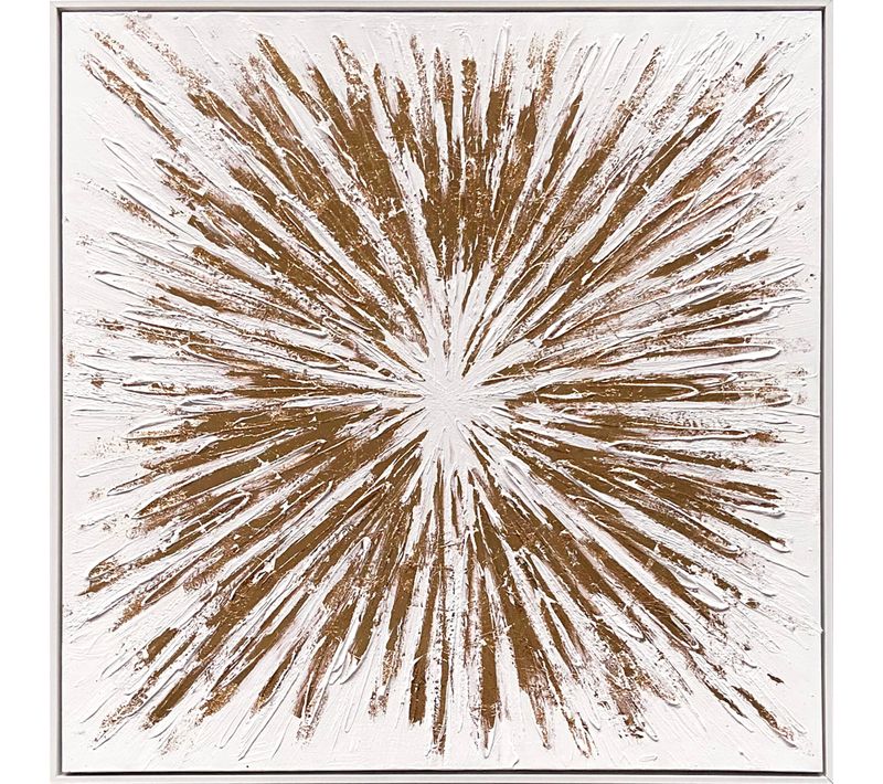 Toile 98x98 cm Eclat Doré et blanc