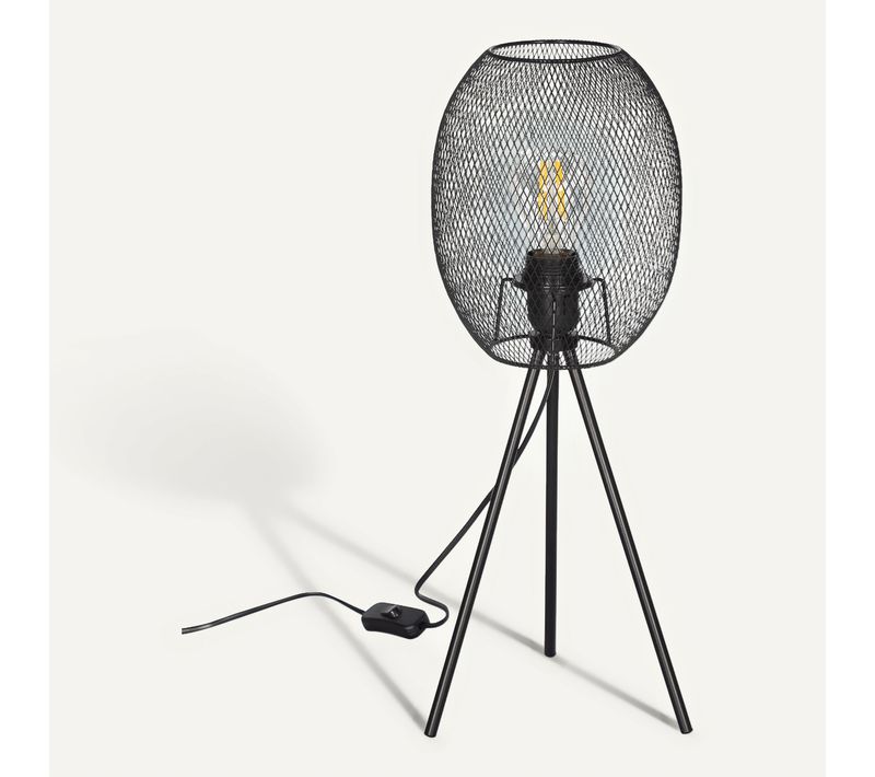 Lampe à poser trépied H. 51 cm CAGE Noire mate