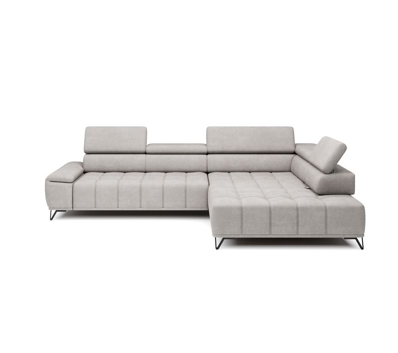 Canapé d'angle droit relax PALLADIO tissu eden blanc cassé