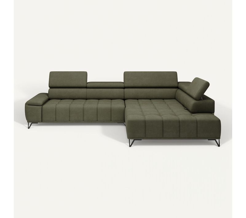 Canapé d'angle droit relax PALLADIO tissu eden vert