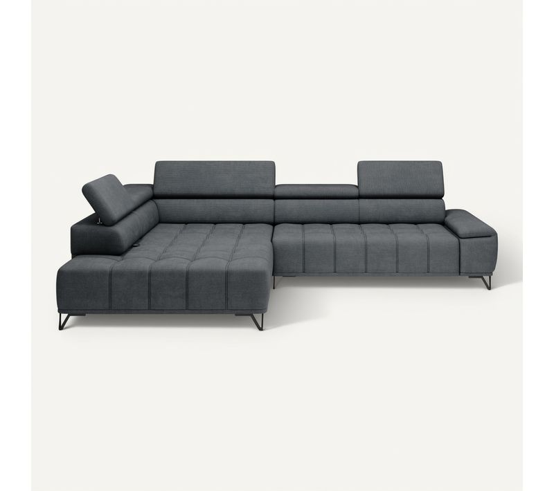 Canapé d'angle gauche relax PALLADIO tissu eden gris foncé