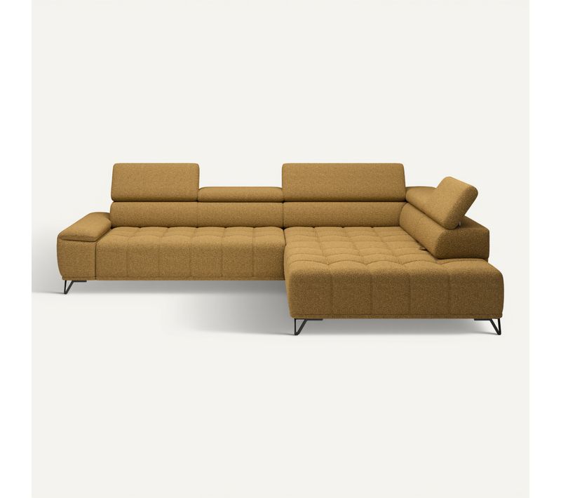 Canapé d'angle droit relax PALLADIO tissu bubble jaune
