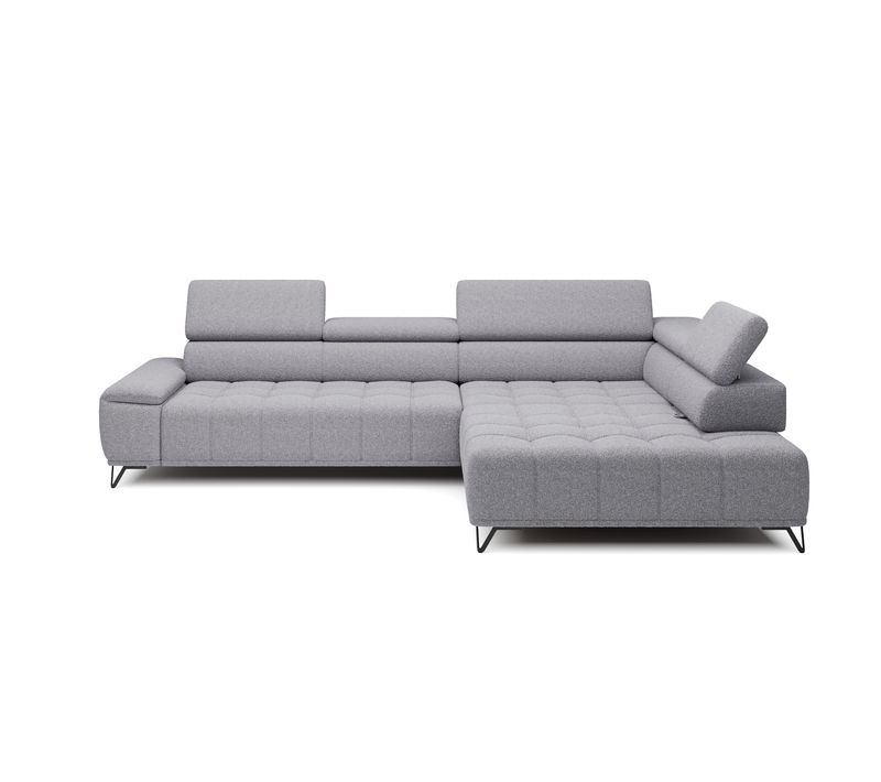 Canapé d'angle droit relax PALLADIO tissu bubble gris