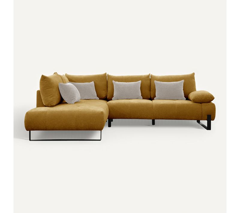 Canapé d'angle gauche LUCCAS tissu madera moutarde