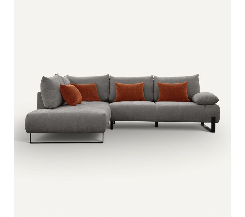Canapé d'angle gauche LUCCAS tissu madera gris