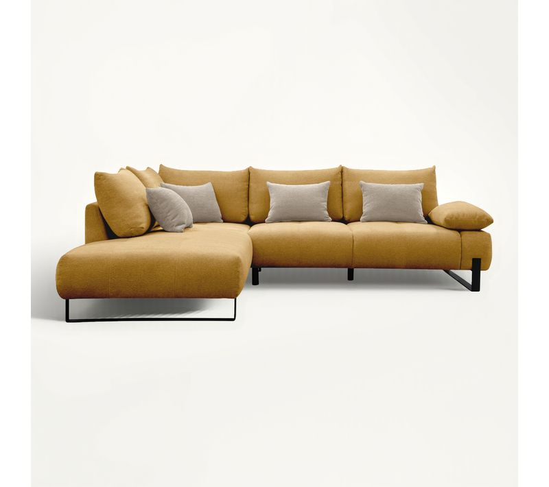 Canapé d'angle gauche LUCCAS tissu forte jaune