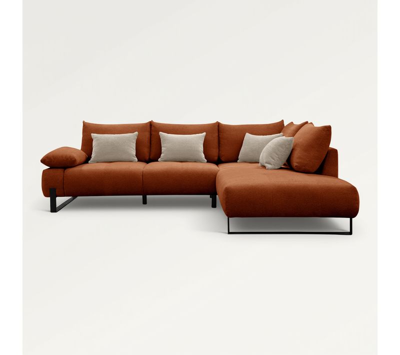 Canapé d'angle droite LUCCAS tissu forte terracotta