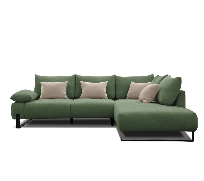 Canapé d'angle droit LUCCAS tissu forte vert